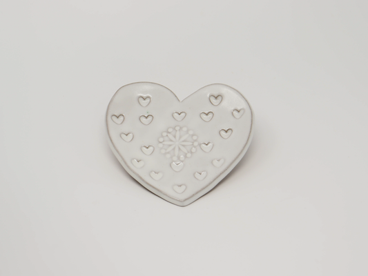 Heart Dish - Folk White